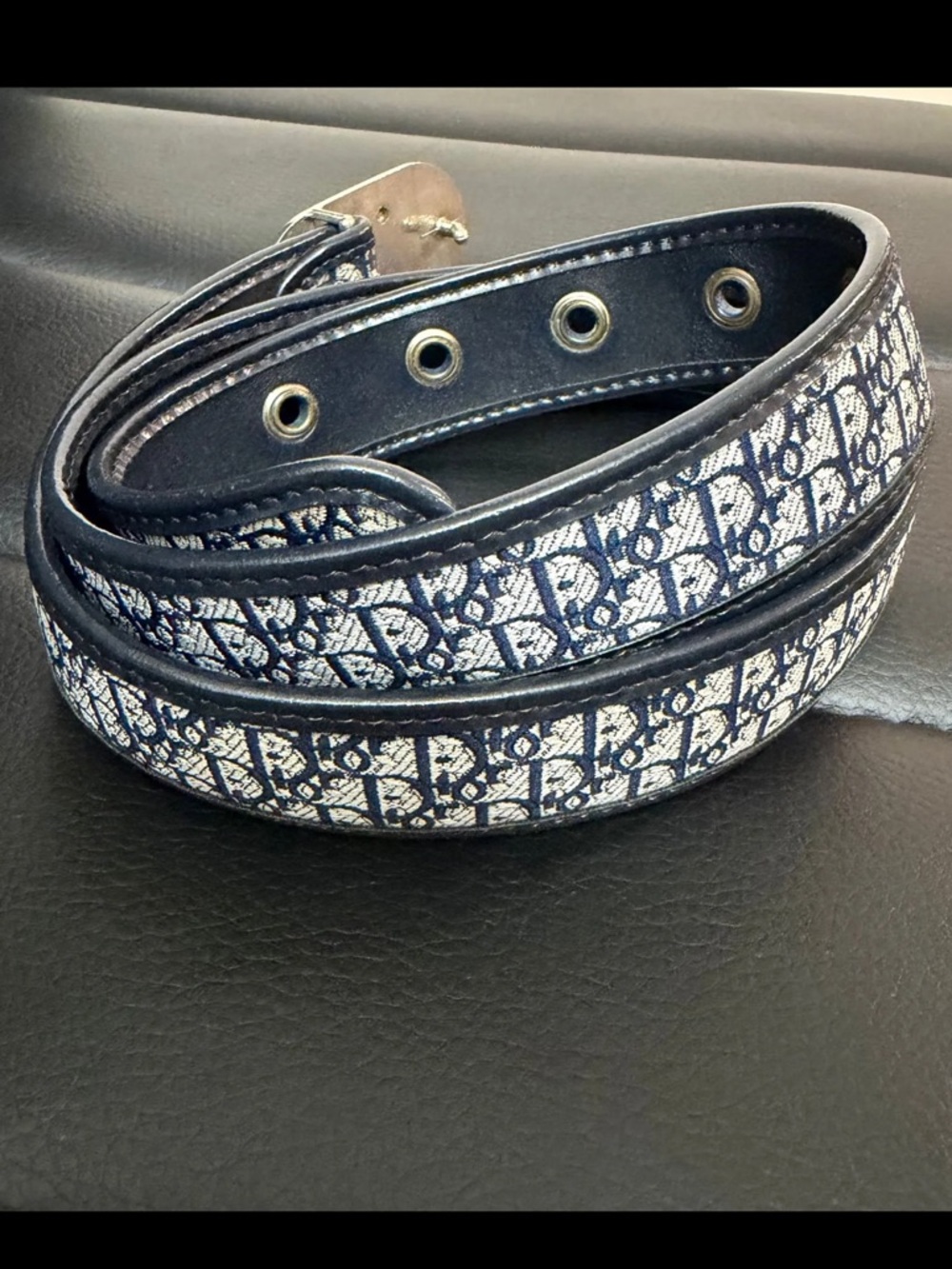 Dior Vintage Two-Toned Belt Navy 23.5”-27.5” - Picture 6 of 6